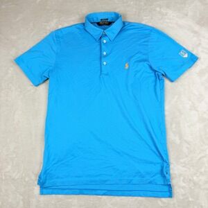 Polo Golf Ralph Lauren VTG Lisle Polo Shirt Mens M Bright Sky Blue Pima Cotton